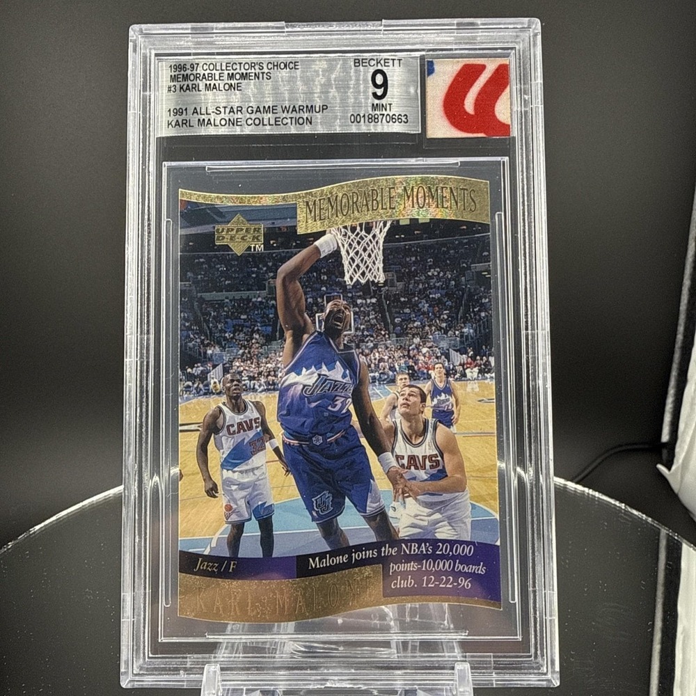 1991 Player Worn - 1997-98 Upper Deck Karl Malone BGS 9 - 3 Color Patch